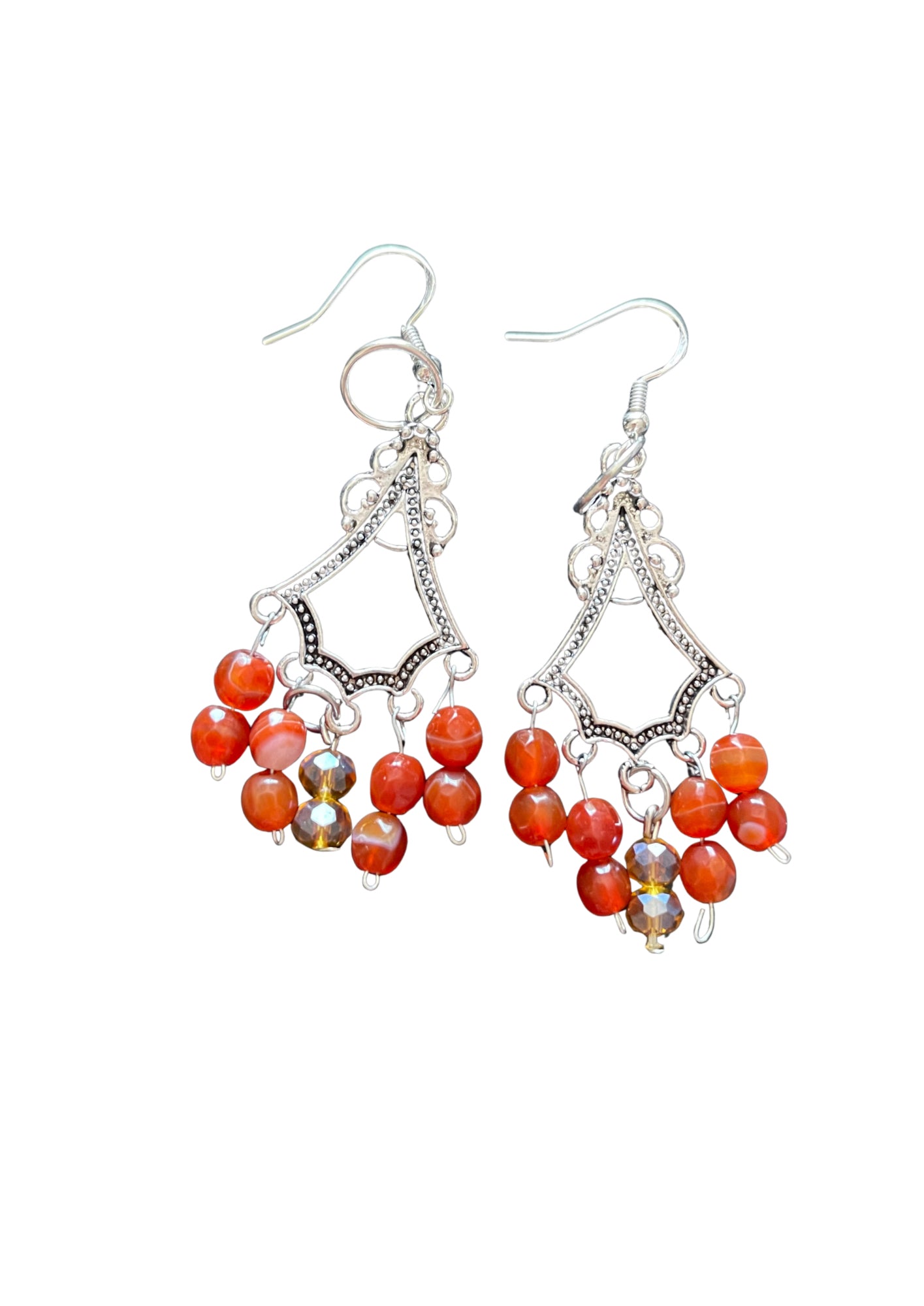 Boucles D'Oreilles Argent Perles D'Agate et D'Abaque