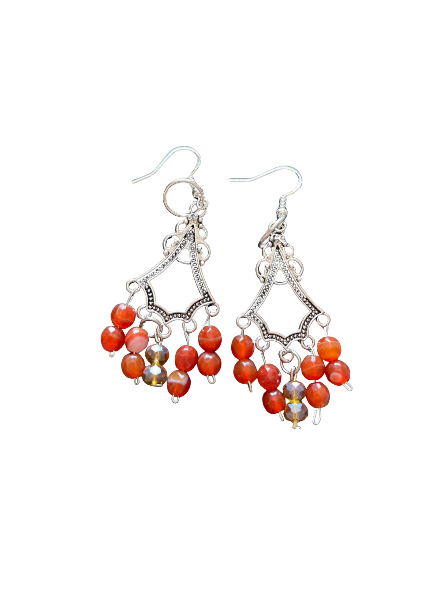 Boucles D'Oreilles Argent Perles D'Agate et D'Abaque