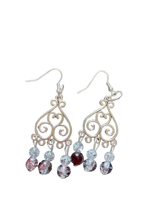 Boucles D'Oreilles Boheme Plaqué Argent et cristal