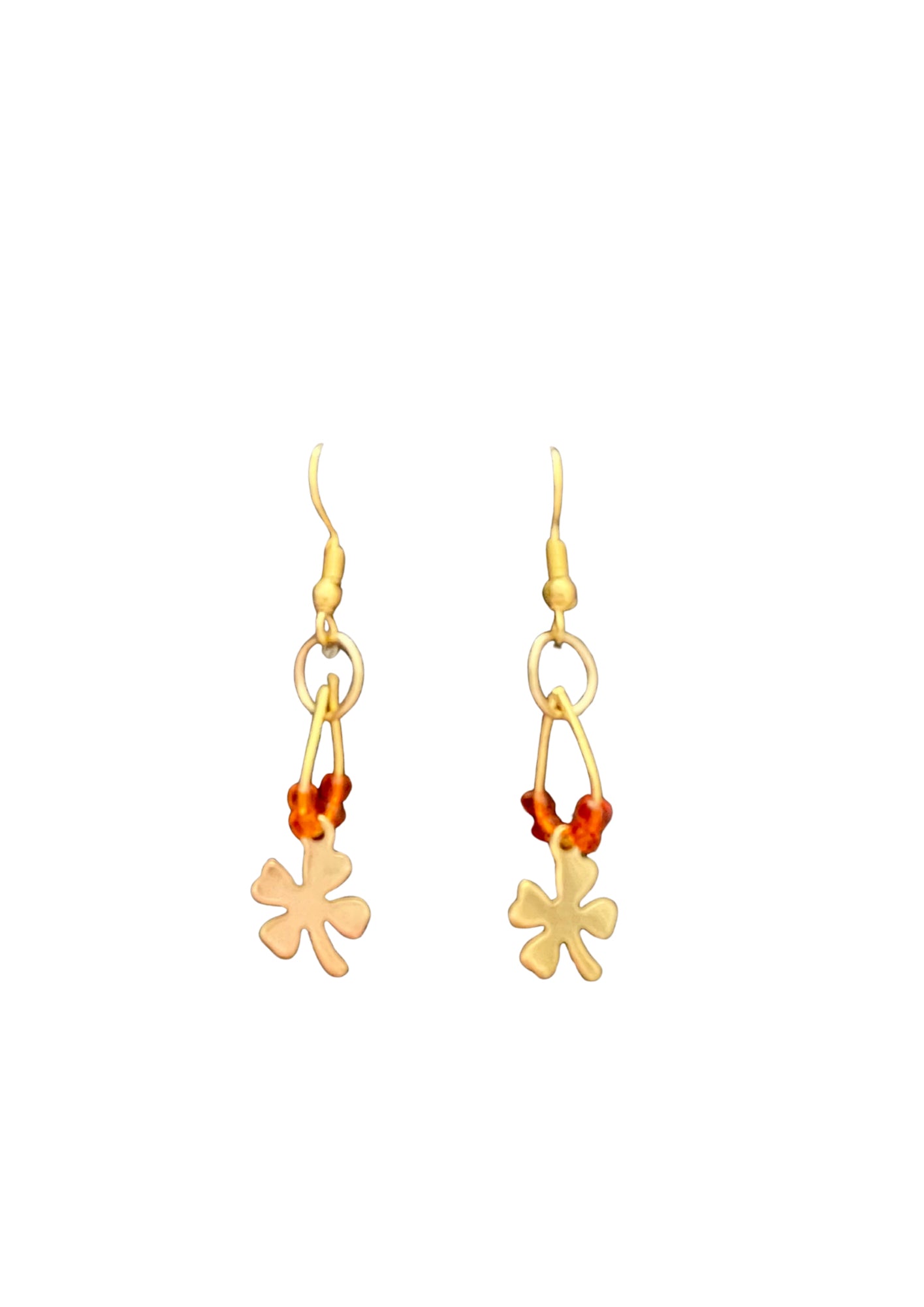Boucles d'oreilles trèfle doré et perles de rocaille - vue 4